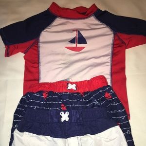 3 Piece Boys Sailboat Swimwear 3T
